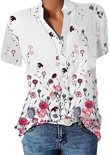 Cvjetni bluze za žene Dressy casual kratki rukav ljetni vrhovi modnog modnog majica