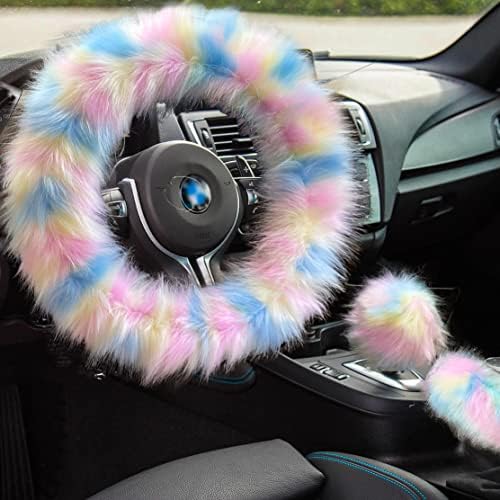 Dvostruki din Car Stereo sa sigurnosnim kolima + Fuzzy volan korice za žene