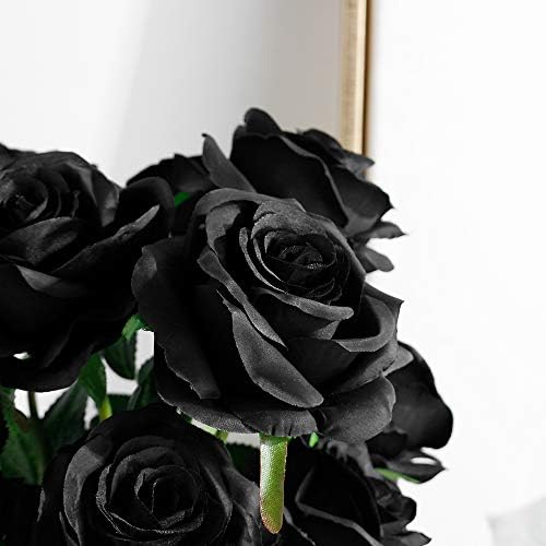 Luyue Artificial Silk Black Rose Cvjetni buket Vjenčanje Kućni dekor, pakovanje od 10 crna
