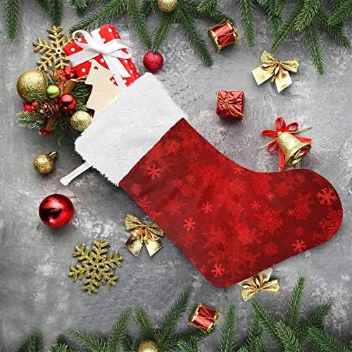 Alaza Božićne čarape Božićne snježne pahulje Crveni klasik personalizirani veliki ukrasi za čarape za obiteljski