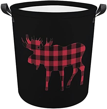 Karirani Moose Drvosječa crvena crna Oxford platnena korpa za veš sa ručkama korpa za odlaganje za organizatore