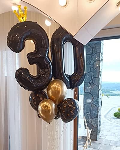 Crni broj 10 Balon 40 in, 10 brojevog balona, ​​10. crni rođendan ukrasi, 10-godišnjak Djevojka dobavljača