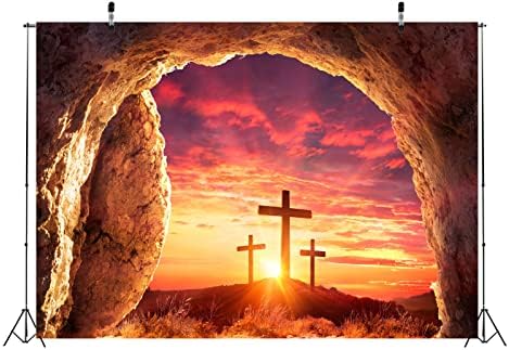 BELECO 10x8ft tkanina Uskršnji Isus krst pećina pozadina Isus Hrist prazna grobnica tri krsta