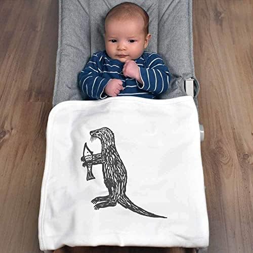 Azeeda 'Otter Holding Fish' Pamuk Baby pokrivač / šal