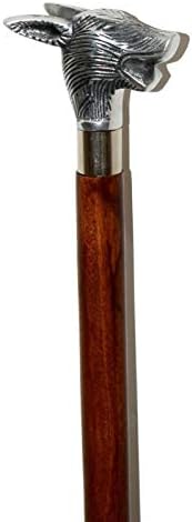 Vintage drveni štap za hodanje trska srebrni lisica glava aluminijska ručka prekrasan poklon