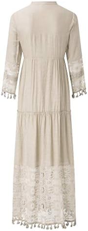 ZEFOTIM Ljetne haljine za žene 2023 s dugim rukavima cvjetni V izrez Maxi haljina Ležerne haljine