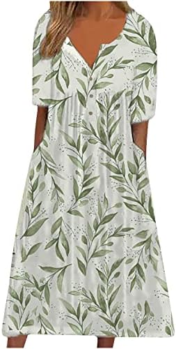 Maxi haljina za žene ljetni kratki rukav na dugmad duga haljina trendi cvjetni Print Casual labavi sarafan