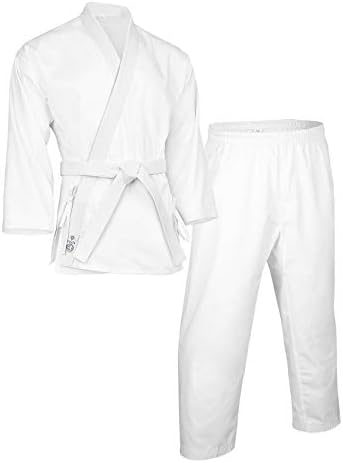 Fitst4 karate uniforma sa pojasom 7.5oz Lagane borilačke vještine Karate GI za odrasle i djecu bijeli