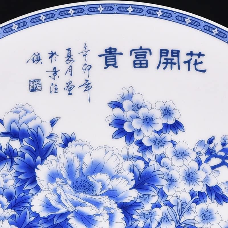 CZDYUF Početna Dekor Keramička ukrasna ploča Kineska plava i bijela cvijeća ukras ploča za podešavanje zida