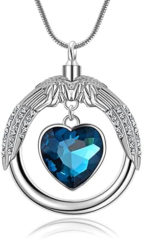 Qiaononi ZD326 plava ogrlica od kristalne urne za pepeo za pepeo komad mog srca, živi u nebeskom