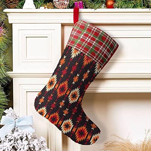 Tribal Geometrijski uzorak Sequin Božićni čarapa sjajni zid viseći ukras ukras za Xmas Tree