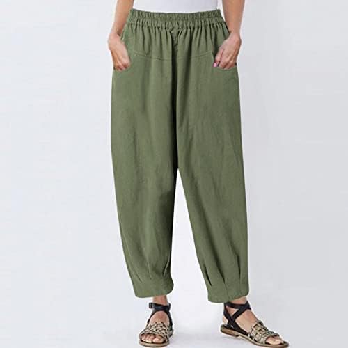 Ljetne Ležerne pamučne platnene pantalone za žene labave pantalone sa širokim nogavicama visokog struka