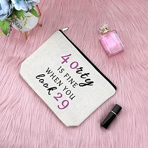 Sfodiary 40th Birthday Gifts For Women Makeup Bag 40 Year old Birthday Gifts Best Friend Gift Cosmetic Bag