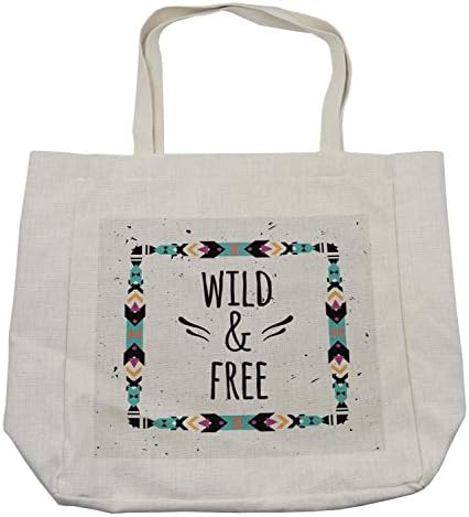 Ambesonne Tribal torba za kupovinu, apstraktni geometrijski okvir divlje i besplatne riječi Boho Style