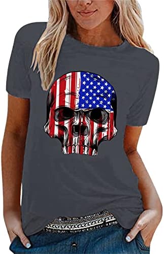 Ženska čvrsta košulja ženski Dan nezavisnosti štampani kratki rukav majica ženski aktivni kratki rukav Top