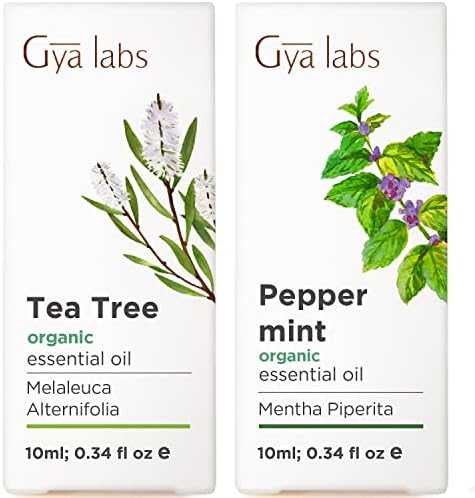 Ulje čajevca za kožu i pepermint ulje za Set za rast kose-100% pure terapeutski set eteričnih ulja-2x10ml-gya Labs