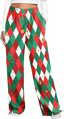 Ženski božićni duks joggers udobni elastični struk redovne široke pantalone za noge Snjegović