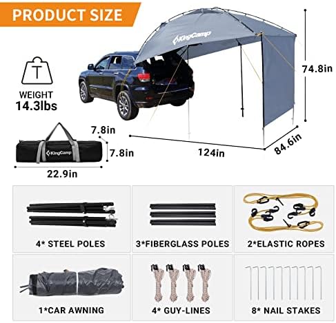 Kingcamp suv tenda za kampiranje kapljice vodootporna trajna tenda otpornog na suze za SUV tesla automobilski