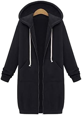 Žene plus veličina dugih kapuljača za žene jeseni zimski džemper srednja duljina labava zip tunika Duks fleece jaknu kaputić