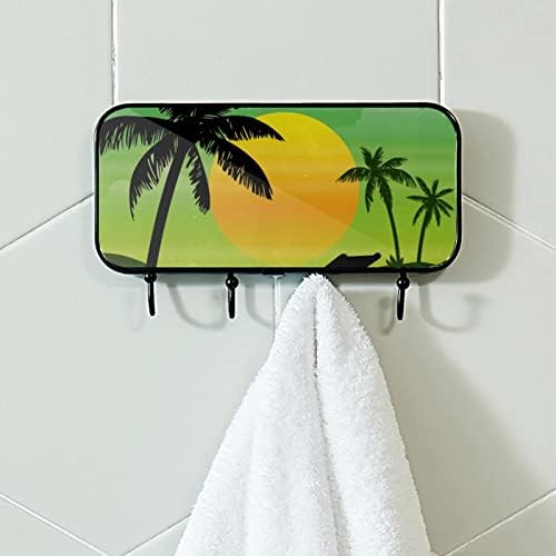 Lyetny ručnik držač za ručnik za ručnik u kupaonici Decor Cambobe Robe kaput odjeća Palmice Beach Silhouetes Sunset Green Yellow Bath ručnik Organizator za pohranu