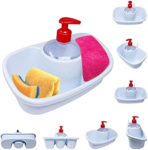 Plastika 3 u 1 pranje Ispiranje tekućih sapuna sa pumpom glavom i držačem spužve za kuhinjsko kupatilo, sudoper sapun za sapun, prijenosni nosač sudopera