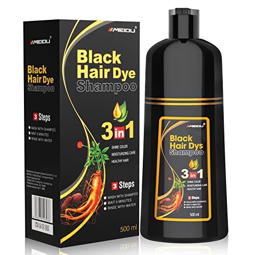Yuolita 500ml Black Dye šampon, 3-u-1 biljna šampon za kosu za muškarce Žene Prirodne navlake Siva kosa boja
