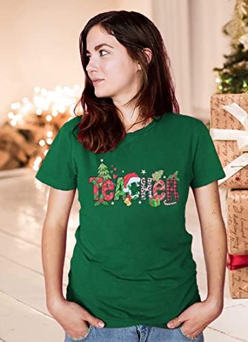 Božićna majica za čišćenje Žene vesele božićne stablo kratkih rukava Xmas Nastavni poklon napisani tiskani tee