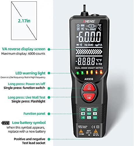 NC Slim AN998 Automatski digitalni 6000 broji Multimetar Eletric Auto Ranging AC / DC Voltmetar Temp Ohm Hz Detektor alat