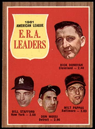1962 TOPPS # 55 Al Vodeni lideri kurac Donovan / Bill Stafford / Don Mossi / Milt Pappas Indijanci / Tigrovi / Yankees / Orioles Ex Indijanci / Tigrovi / Yankees / Orioles