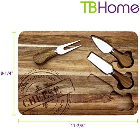 TB Home 4-kom. Ploča za posluživanje sira od bagremovog drveta sa alatima od sira