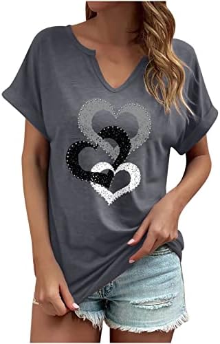 Majice za žene Plus veličina kratki rukav vrhovi ljeto Casual V vrat Tshirt Trendy Love grafički Osnovni Tees labave tunike