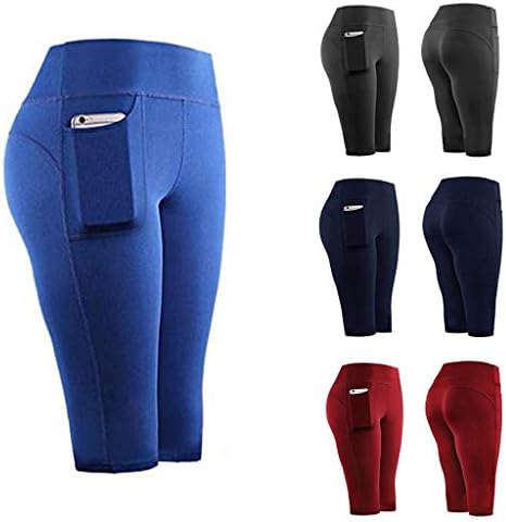 Trendinao Žene Kompresionirajte Capri Yoga gamaše sa džepovima, aktivna fitnes trčanje teretane Sportski trening obrezane hlače