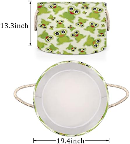 Sretna košara za hlađenje žaba, organizator za pohranu sa pamučnim konopcem ručka zelene životinjske žabe za pranje rublja za spavaću sobu dnevni boravak Dječja igračka pokrivač