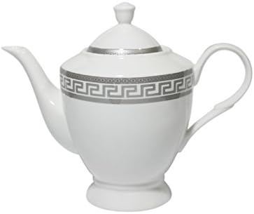 Kolekcija 5. avenije Porculan čaj set Versace Silver Grčki ključ dizajn od 17