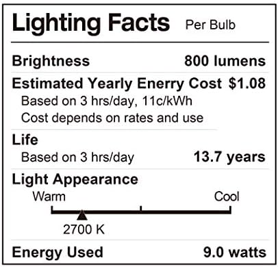 LUNO A19 LED sijalica bez zatamnjivanja, 9.0 W , 800 lumena, 2700k , Srednja baza, ul sertifikat