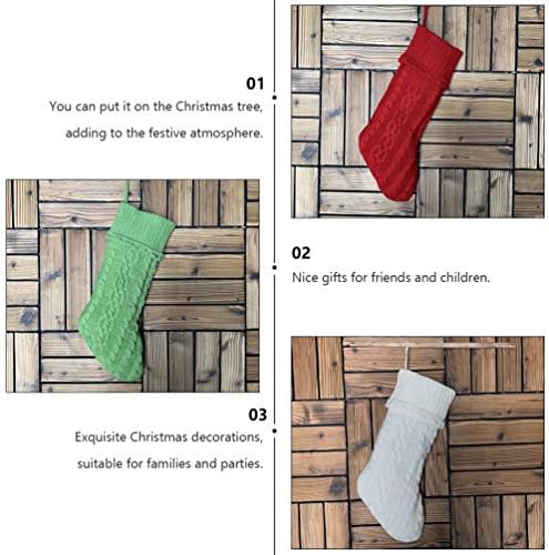 Nuobesty 3pcs Božićne čarape, božićne veličine pletene pletene viseće čarape, Xmas Sock Sack, poklon