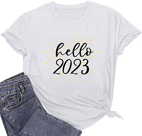 Hello 2023 Vatromet Kratki rukav za odmor Žene Ljeto Basic Tee Soft Majica s kratkim rukavima Nacrt majica s