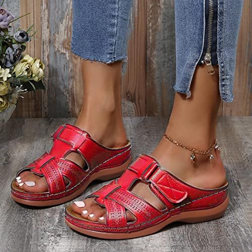 xipcokm trendi sandale za žene 2023 ljetne papuče Open Toe kopča Hook & amp; Loop tobogani luk
