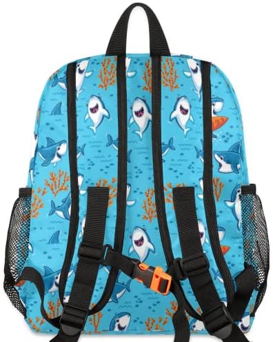 Cfpolar Shark Kids ruksak za dječake, Ocean Sea Coral 12 inča plavi ruksaci za malu djecu, ruksak za djecu predškolskog uzrasta rasadnik torba za vrtiće sa remenom za grudi