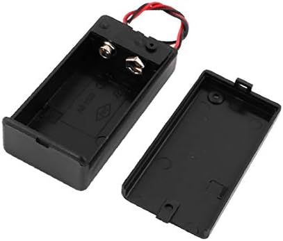 X-DREE 2kom crna plastična žica vodi držač baterije Kutija Kutija za 1 x 9V ćeliju (2 pezzi di filo di plastica