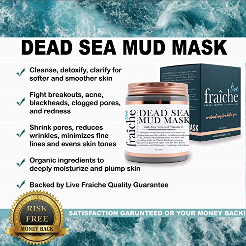 Live Fraiche Gift Bundle-USDA organsko ricinusovo ulje za trepavice i obrve - hidratantna maska za lice od blata Mrtvog mora - 24k Gold Exfoliater Peel and Brightener
