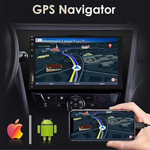 Dvostruki din Car Stereo radio sa Apple Carplay, 7 inčnim dodirnim zaslonom Android Auto Carplay Auto radio sa GPS navigacijom Bluetooth upravljač WiFi Ogledalo Povezivanje sigurnosne kopije Kamera FM / AM RDS