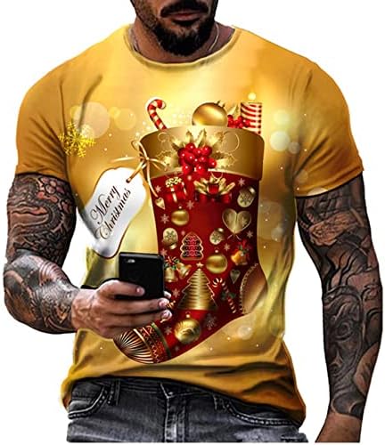 Wocachi božićne majice kratkih rukava za muške, 2022. smiješno Xmas Santa Claus O izrez TEE vrhova treninga Dizajnerska majica