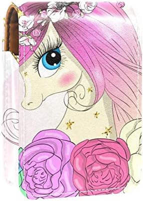 Slatka mala jednorog djevojka s vijencem i leptirom na glavi ruž za usne držač za ruž za usne sa ogledalom,
