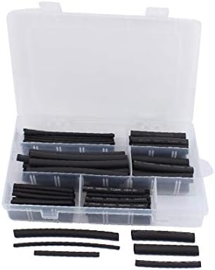 Novi LON0167 95pcs dvo-zidni ljepilo obložen toplotnom skupljanjem košulja Crni asortiman Kit (95pcs Dual-Wall Adhesisive-Gefütterte Schrumpfschläuche Crni komplet za asortiman