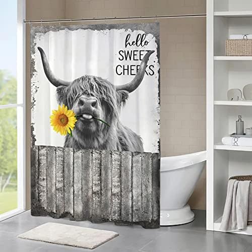 Tižuboni smiješni kravjski tuš sa zavjesom od kravljeg i suncokreta kupatilo tušske zavjese hladne