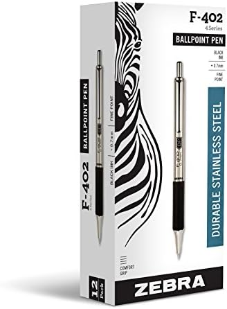 Zebra olovka F402 hemijska olovka na uvlačenje, 12 count, Crna