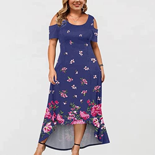 Plus size Midi haljina za žene s ramena veličina Boho Plus Print cvjetna linija haljina žene Casual Wrap Midi