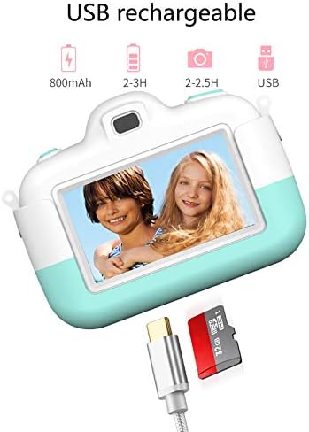Wgwioo Dječija digitalna kamera, punjivi Video rekorder, silikonska futrola otporna na udarce, HD 1080p, 3 inčni ekran osetljiv na dodir za 3-12 godina dečaci devojke, plava