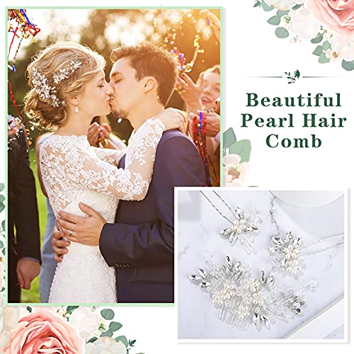 3 komada Bride Wedding Hair Pins Bridal Rhinestone hair Clips Pearl Hair Combs Wedding Hair Accessories elegantni komadi za kosu za žene djevojke hair Decoration Supplies, 3 vrste